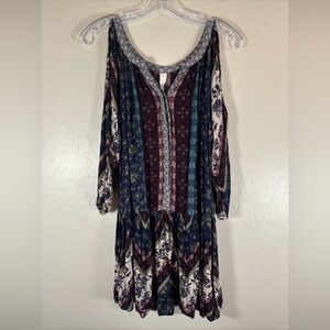 Tokyo Darling Womens XS Red Blue White Multicolor Tunic Or Dress Boho Ethnic